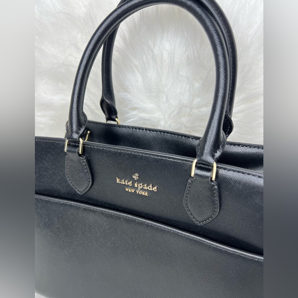 Kate Spade Madison Medium Saffiano Leather Black Satchel Crossbody - Picture 5 of 9